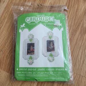 Vintage 1981 Leisure Arts Canvas Carousel Plastic Canvas Daisy Photo Links NIP
